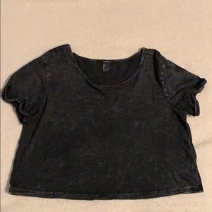 Forever 21 Large Distressed Gray Crop Top